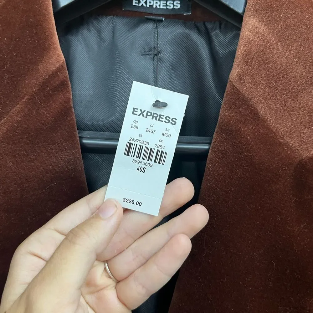 Express men’s Rust Velvet slim fit Blazer BRAND NEW